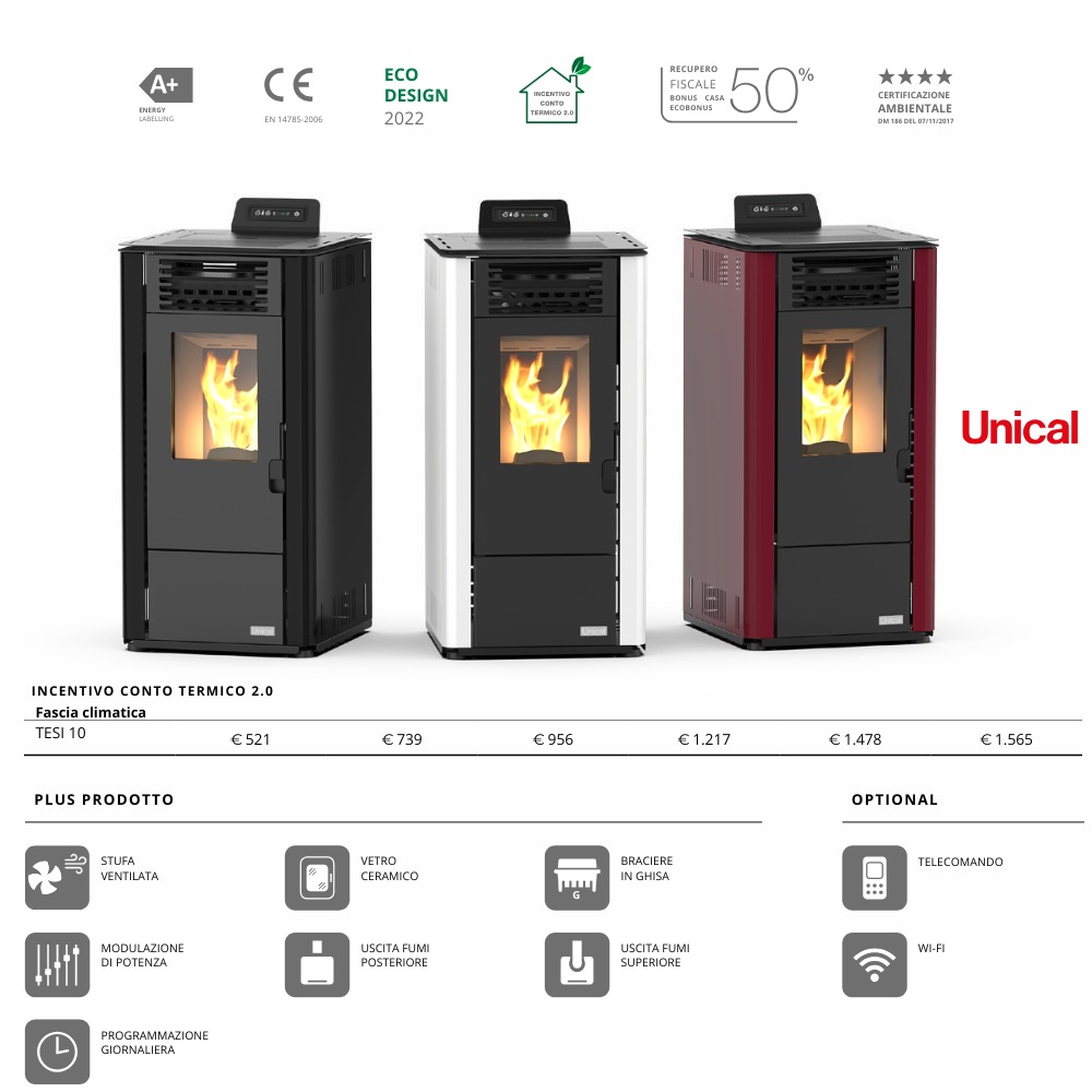 Stufa pellet TESI 10 - Unical - immagine 2